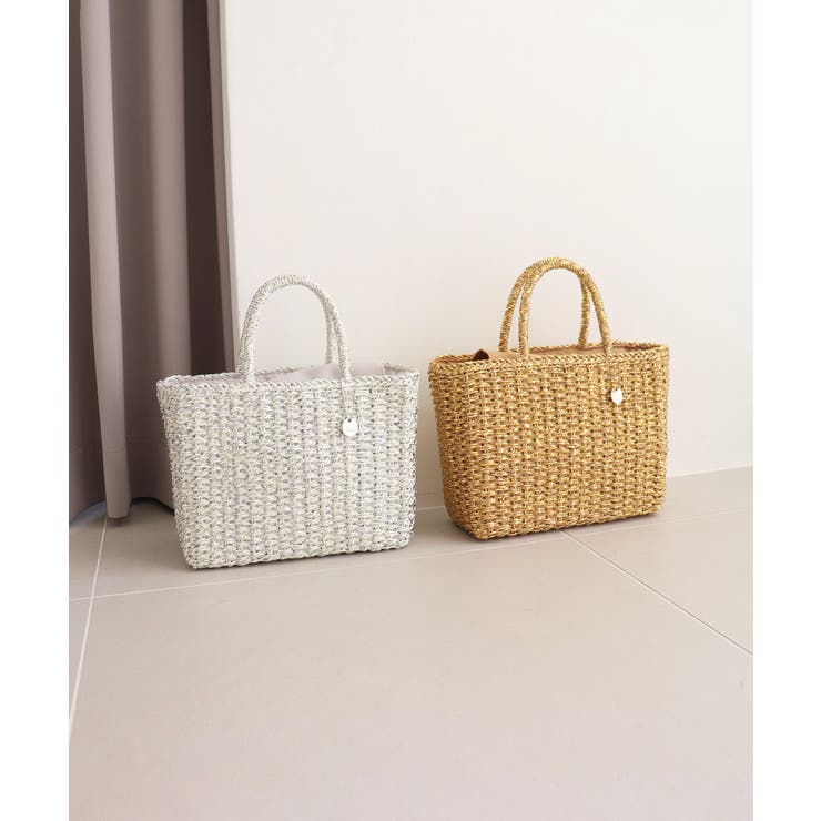 【カゴバッグ/リゾート/軽量】メタリックミックスペーパートートバッグ | TRYSIL | 詳細画像14 