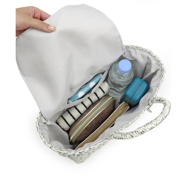 【カゴバッグ/リゾート/軽量】メタリックミックスペーパートートバッグ | TRYSIL | 詳細画像24 