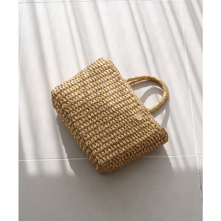 ゴールド | 【カゴバッグ/リゾート/軽量】メタリックミックスペーパートートバッグ | TRYSIL