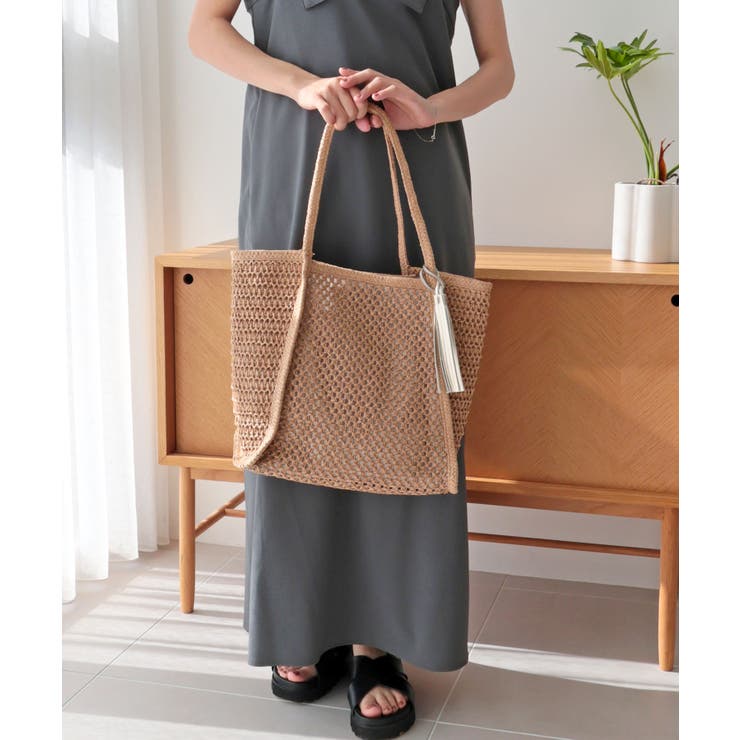 【カゴバッグ/A4/軽量】透かし編みペーパーシートトートバッグ | TRYSIL | 詳細画像11 