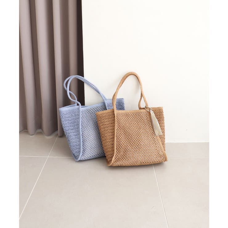 【カゴバッグ/A4/軽量】透かし編みペーパーシートトートバッグ | TRYSIL | 詳細画像14 