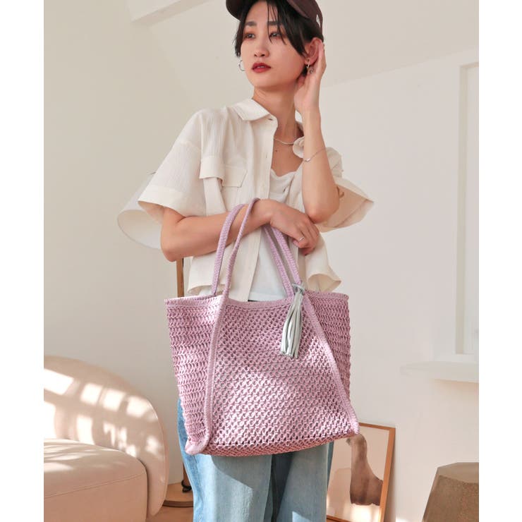 【カゴバッグ/A4/軽量】透かし編みペーパーシートトートバッグ | TRYSIL | 詳細画像3 