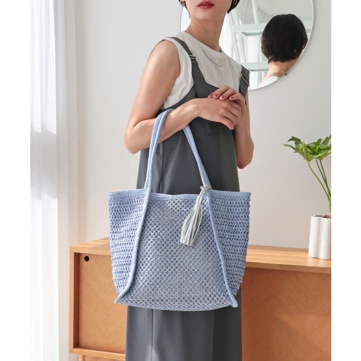 【カゴバッグ/A4/軽量】透かし編みペーパーシートトートバッグ | TRYSIL | 詳細画像6 