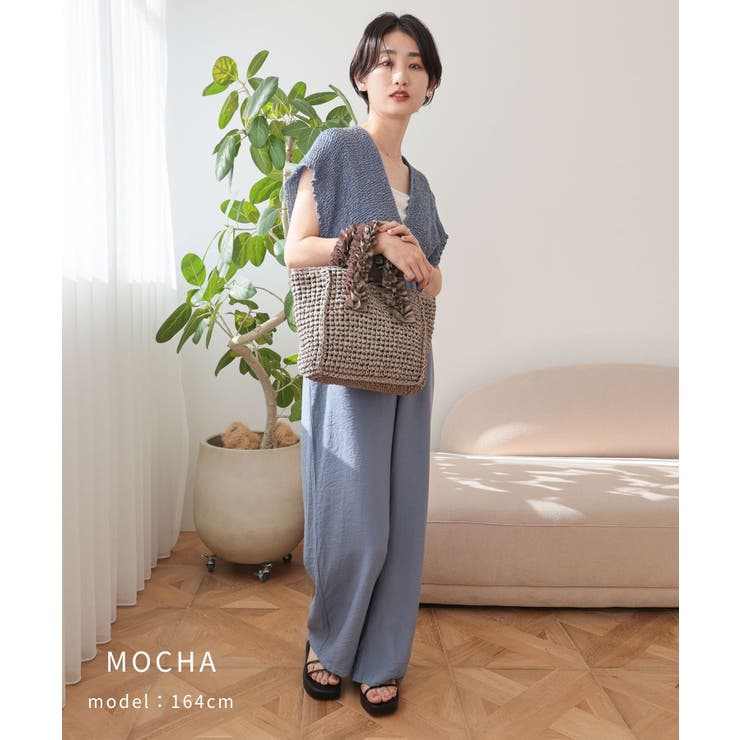 【カゴバッグ/リゾート/プレゼント】ハンドルフリルペーパートートバッグ | TRYSIL | 詳細画像11 