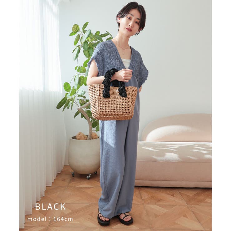 【カゴバッグ/リゾート/プレゼント】ハンドルフリルペーパートートバッグ | TRYSIL | 詳細画像3 