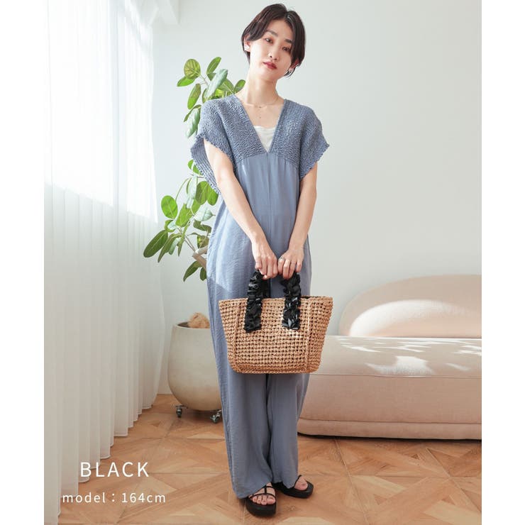 【カゴバッグ/リゾート/プレゼント】ハンドルフリルペーパートートバッグ | TRYSIL | 詳細画像4 