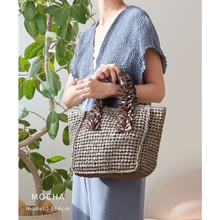 【カゴバッグ/リゾート/プレゼント】ハンドルフリルペーパートートバッグ | TRYSIL | 詳細画像9 