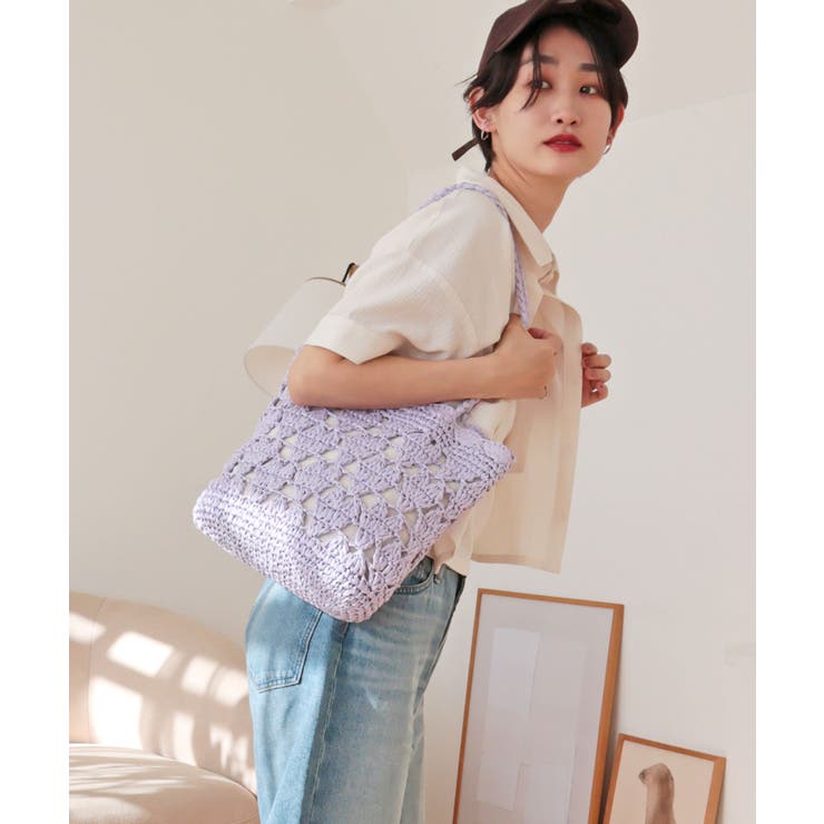 【カゴバッグ/リゾート/軽量】ハートモチーフ編みペーパートートバッグ | TRYSIL | 詳細画像10 