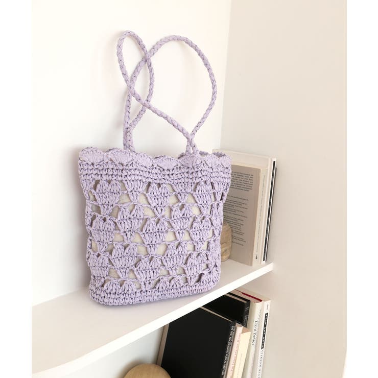 【カゴバッグ/リゾート/軽量】ハートモチーフ編みペーパートートバッグ | TRYSIL | 詳細画像13 