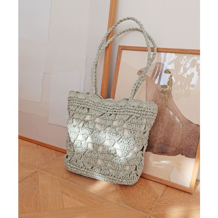 【カゴバッグ/リゾート/軽量】ハートモチーフ編みペーパートートバッグ | TRYSIL | 詳細画像5 