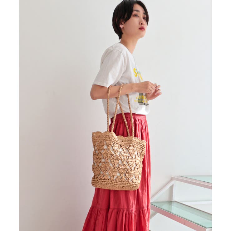 【カゴバッグ/リゾート/軽量】ハートモチーフ編みペーパートートバッグ | TRYSIL | 詳細画像7 