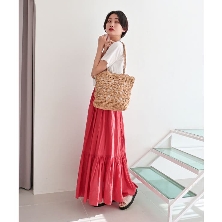 【カゴバッグ/リゾート/軽量】ハートモチーフ編みペーパートートバッグ | TRYSIL | 詳細画像8 