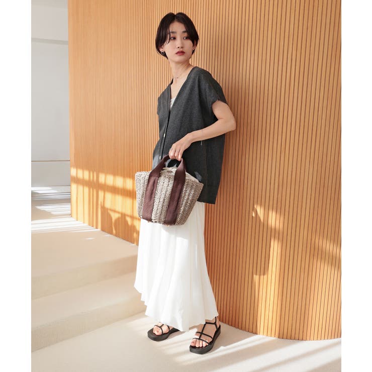 【カゴバッグ/リゾート/軽量】口元巾着ハンドルテープペーパートートバッグ | TRYSIL | 詳細画像12 