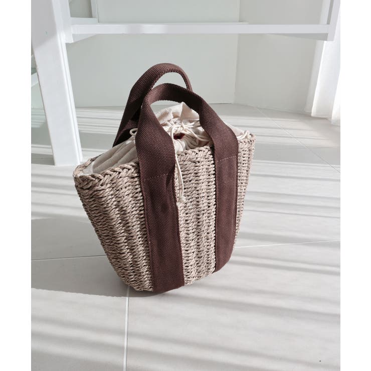 【カゴバッグ/リゾート/軽量】口元巾着ハンドルテープペーパートートバッグ | TRYSIL | 詳細画像13 