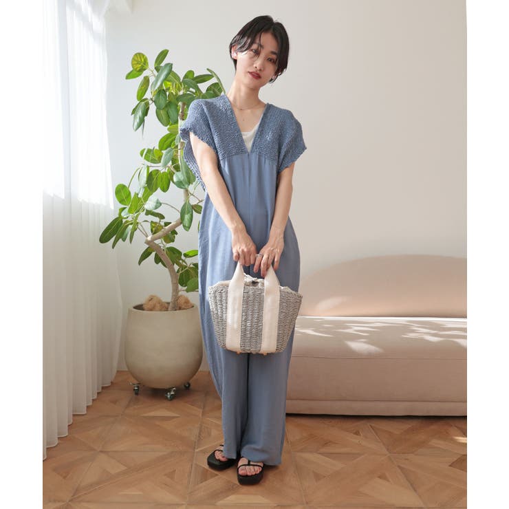 【カゴバッグ/リゾート/軽量】口元巾着ハンドルテープペーパートートバッグ | TRYSIL | 詳細画像4 