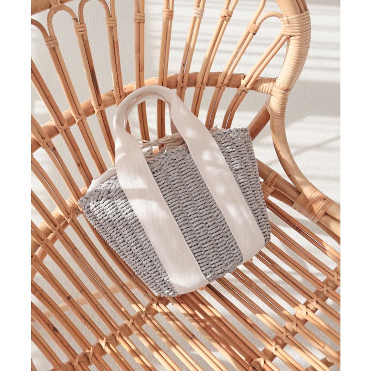 【カゴバッグ/リゾート/軽量】口元巾着ハンドルテープペーパートートバッグ | TRYSIL | 詳細画像5 