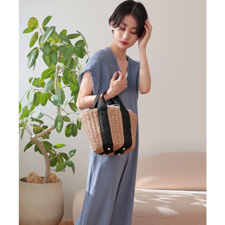 【カゴバッグ/リゾート/軽量】口元巾着ハンドルテープペーパートートバッグ | TRYSIL | 詳細画像6 