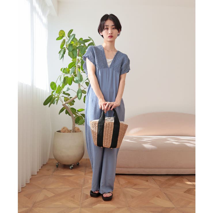 【カゴバッグ/リゾート/軽量】口元巾着ハンドルテープペーパートートバッグ | TRYSIL | 詳細画像7 