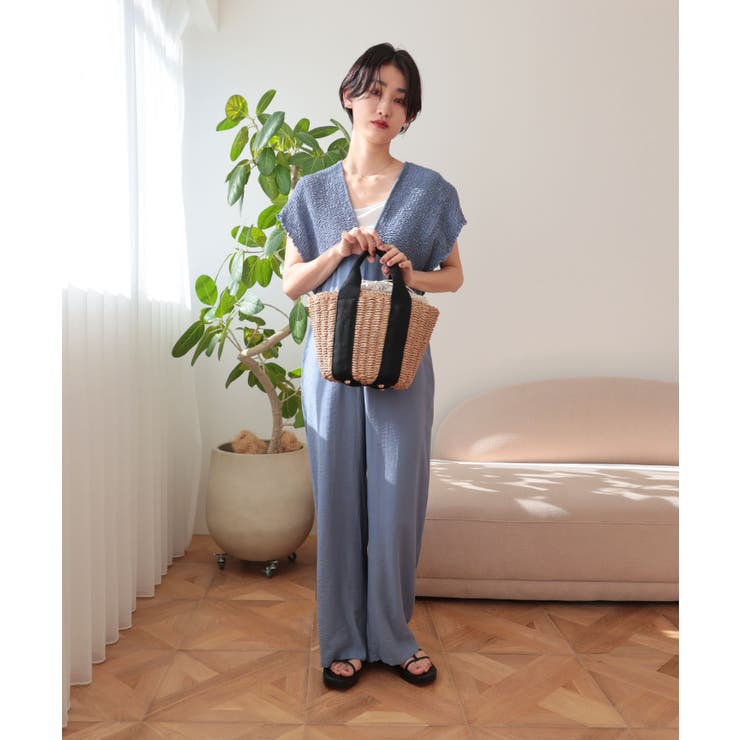 【カゴバッグ/リゾート/軽量】口元巾着ハンドルテープペーパートートバッグ | TRYSIL | 詳細画像8 