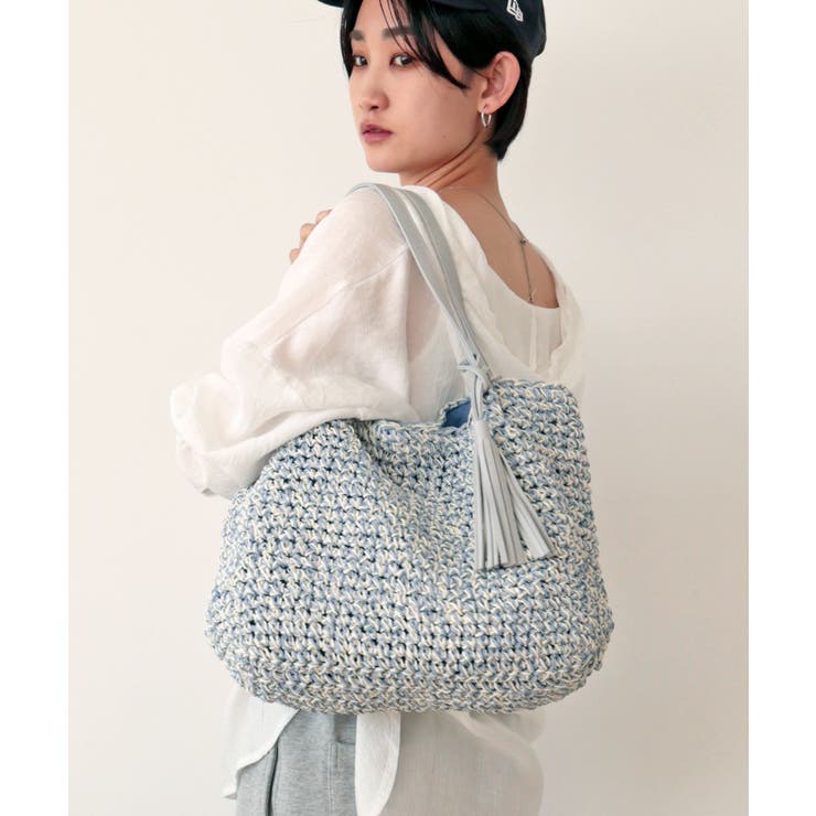 サックス | 【カゴバッグ/大容量/定番】ビッグペーパートートバッグ | TRYSIL