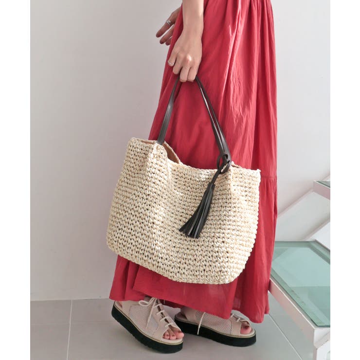 ナチュラル | 【カゴバッグ/大容量/定番】ビッグペーパートートバッグ | TRYSIL