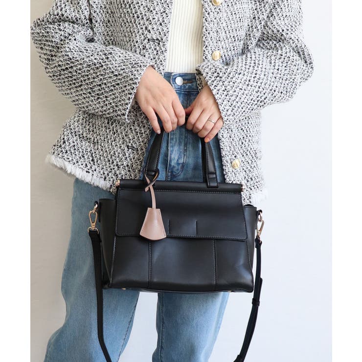 ブラック | ANNABEL / ダブルフラップ2wayハンドバッグ | TRYSIL