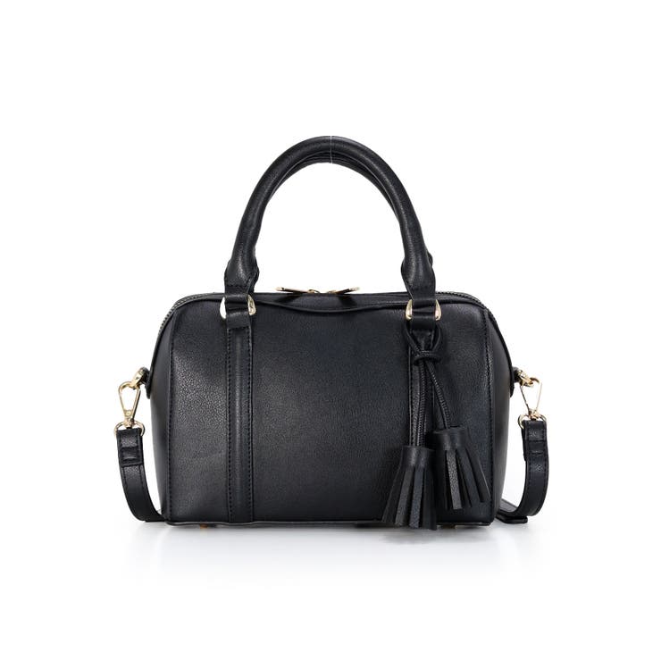 ブラック | NERINE / タッセルチャーム付き ミニボストンバッグ | TRYSIL