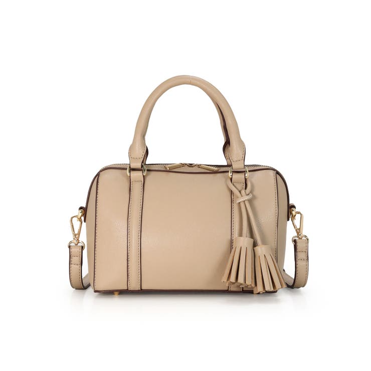 グレージュ | NERINE / タッセルチャーム付き ミニボストンバッグ | TRYSIL