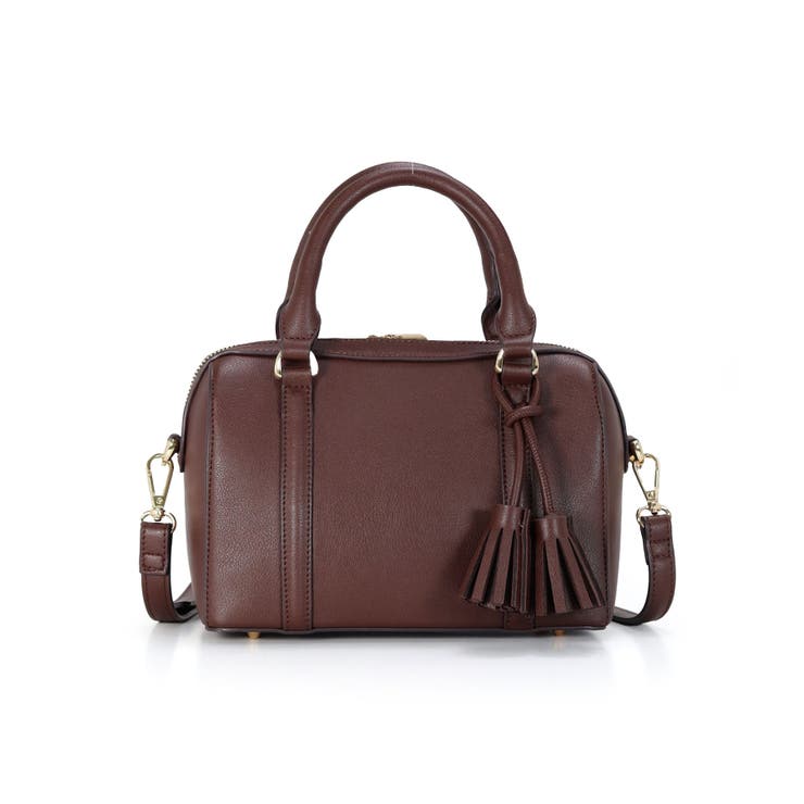 ダークブラウン | NERINE / タッセルチャーム付き ミニボストンバッグ | TRYSIL