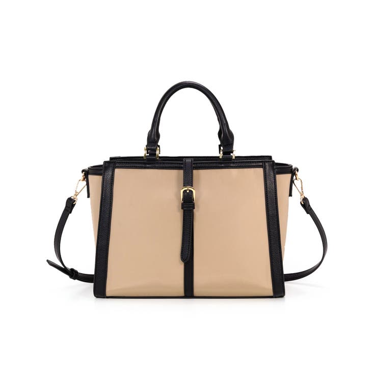 グレージュ | ベルトデザイン2wayスクエアトートバッグ | TRYSIL