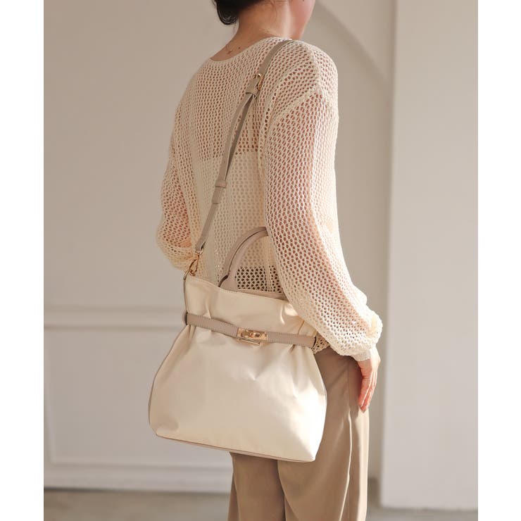 アイボリー | 【デイリー/2way/軽量】軽量素材ベルトデザイン2wayトートバッグ | TRYSIL