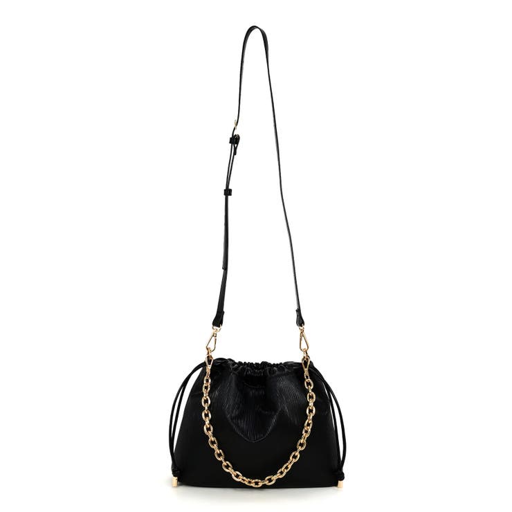 ブラック | チェーンハンドル巾着ショルダーバッグ | TRYSIL