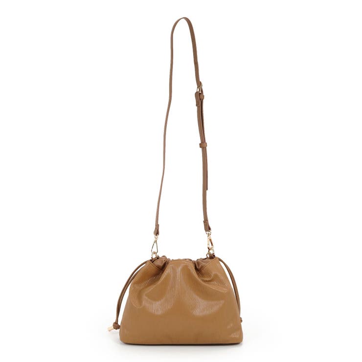 ブラウン | チェーンハンドル巾着ショルダーバッグ | TRYSIL