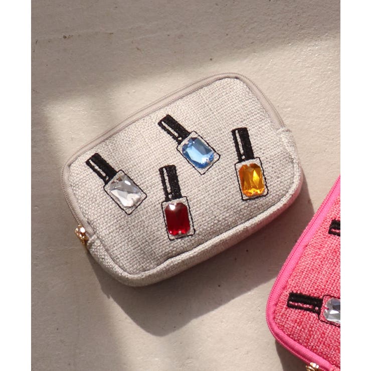 グレー | ネイル刺繍ミニポーチ | TRYSIL