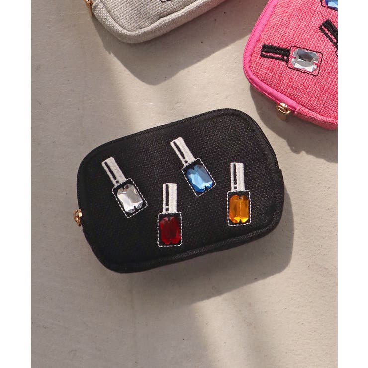 ブラック | ネイル刺繍ミニポーチ | TRYSIL