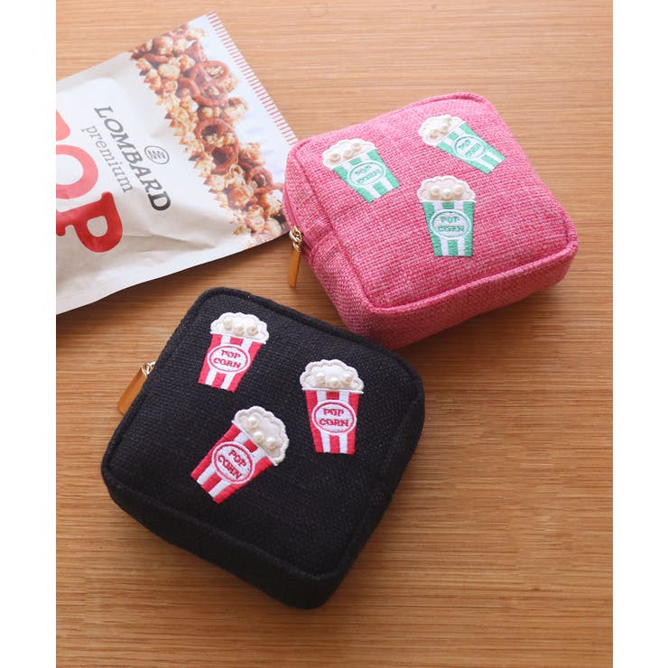 ポップコーン刺繍スクエアポーチ | TRYSIL | 詳細画像1 