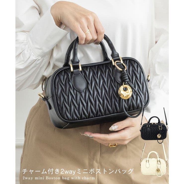 【オールシーズン/コンパクト/2way】チャーム付き2wayミニボストンバッグ | TRYSIL | 詳細画像1 