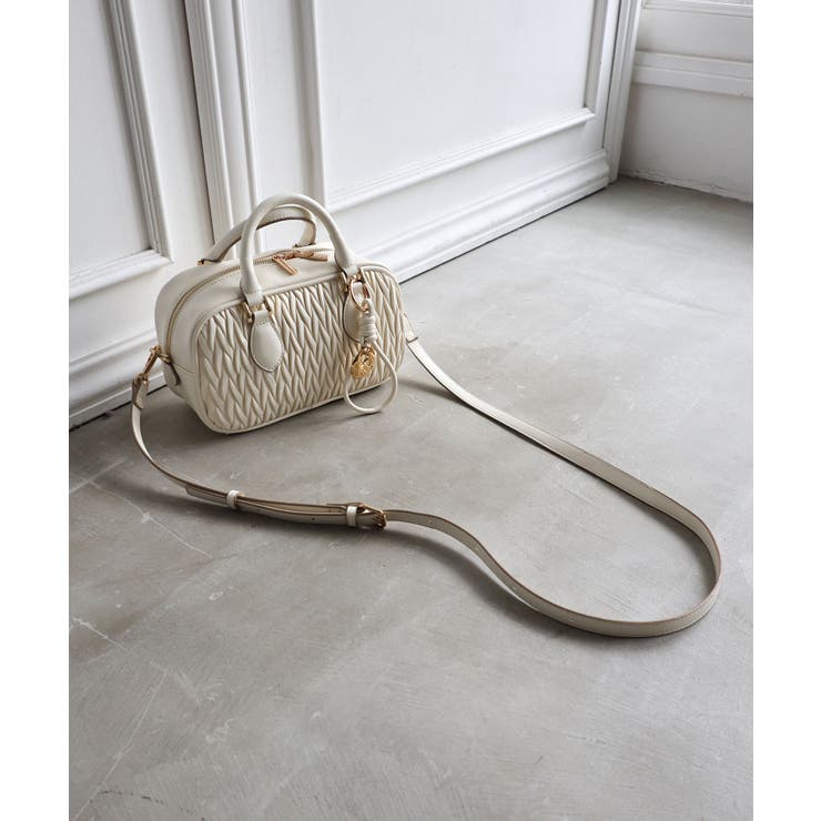 アイボリー | 【オールシーズン/コンパクト/2way】チャーム付き2wayミニボストンバッグ | TRYSIL