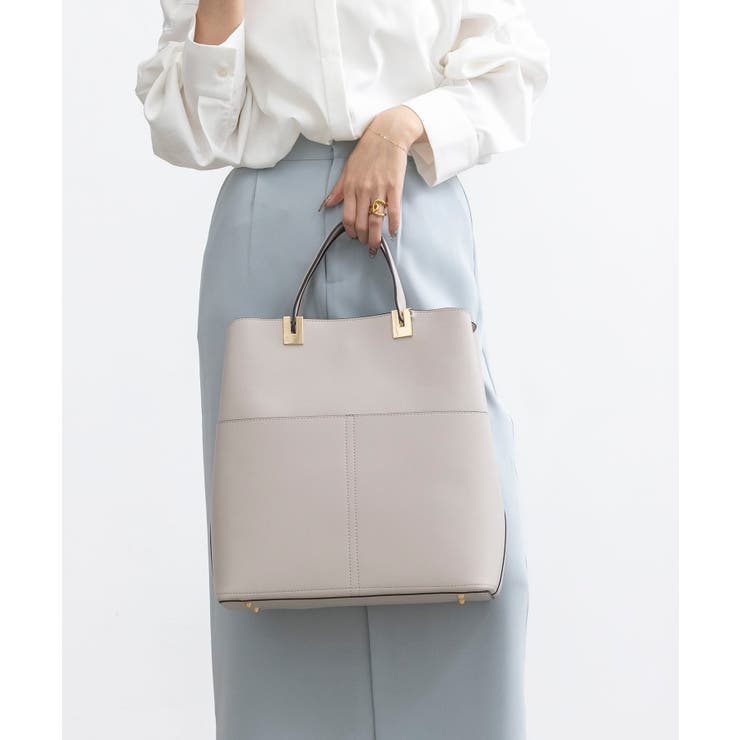 グレー | 【A4/通勤/お仕事】ダブルポケット縦型A4トートバッグ | TRYSIL