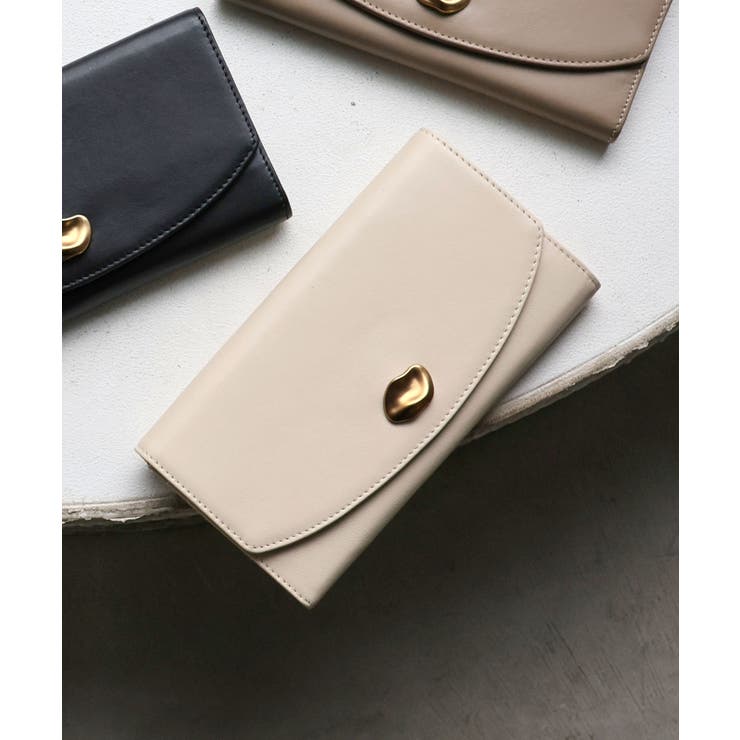 アイボリー | 【本革/収納力/プレゼント】CAMELLIA / 牛革ニュアンスパーツ長財布 | TRYSIL