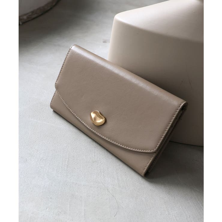 グレージュ | 【本革/収納力/プレゼント】CAMELLIA / 牛革ニュアンスパーツ長財布 | TRYSIL