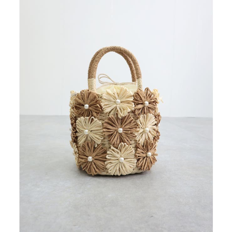 ベージュ | フラワーモチーフトートバッグ | TRYSIL