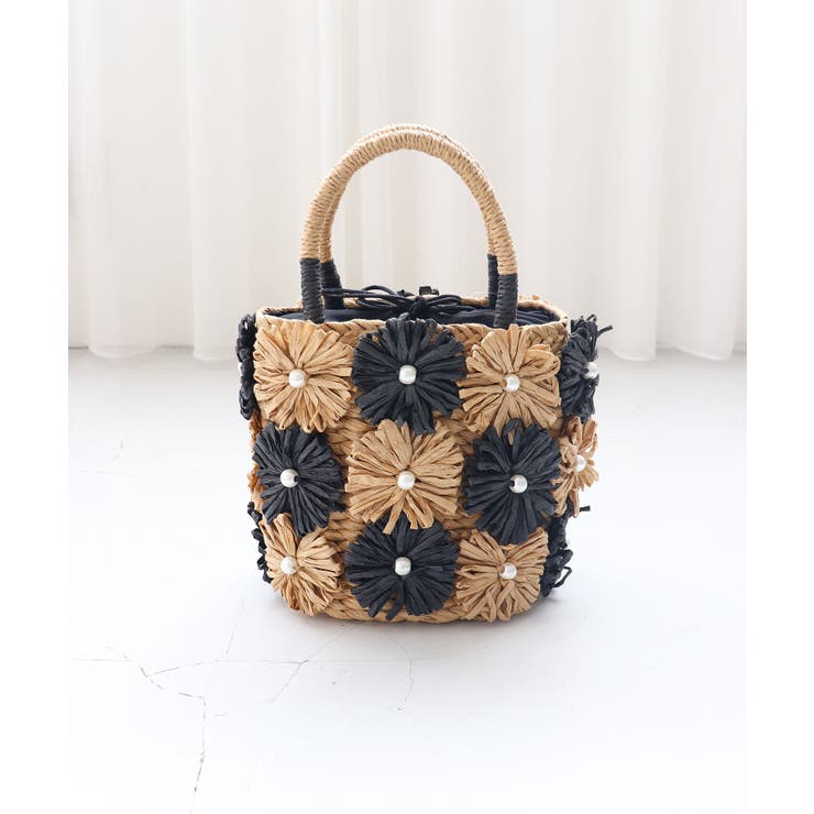 ブラック | フラワーモチーフトートバッグ | TRYSIL