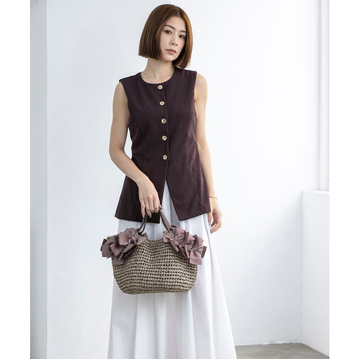 【デイリー/カゴバッグ/ミディアムサイズ】サイドリボンペーパートートバッグ | TRYSIL | 詳細画像15 