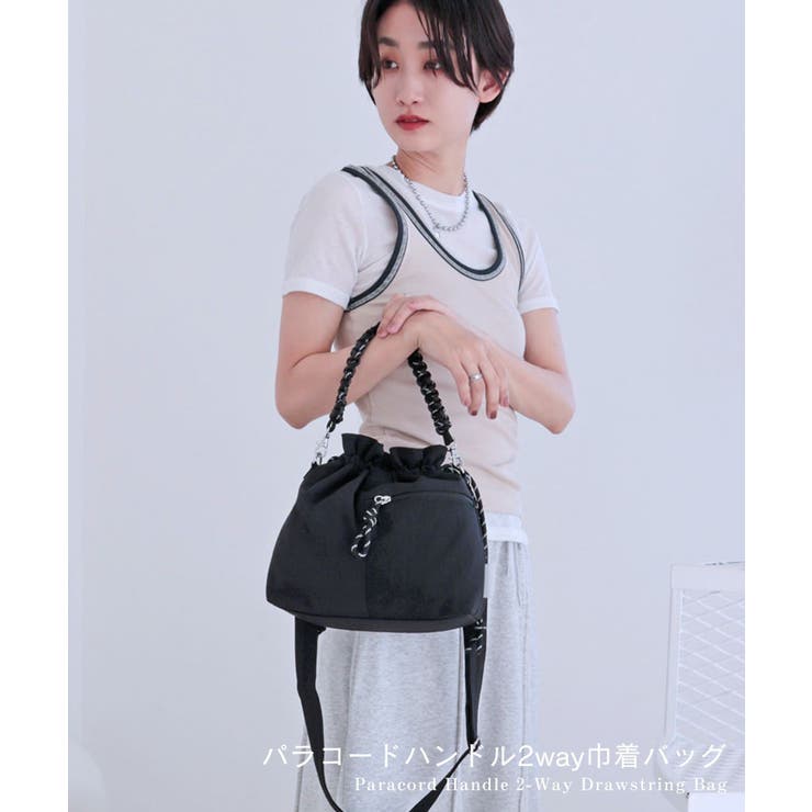 【ミディアムサイズ レジャー オールシーズン】パラコードハンドル2way巾着バッ… | TRYSIL | 詳細画像1 