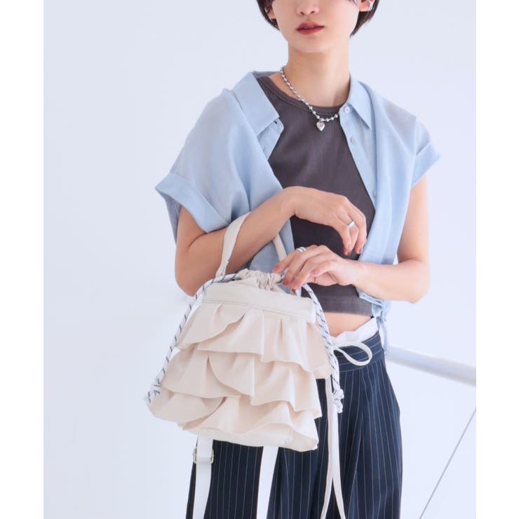 【2way/デイリー/オールシーズン】2wayフリル巾着バッグ | TRYSIL | 詳細画像10 