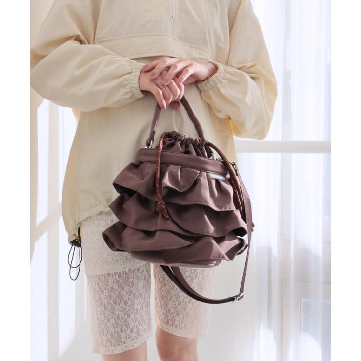 【2way/デイリー/オールシーズン】2wayフリル巾着バッグ | TRYSIL | 詳細画像2 