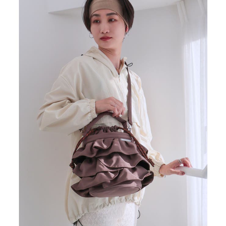 【2way/デイリー/オールシーズン】2wayフリル巾着バッグ | TRYSIL | 詳細画像3 