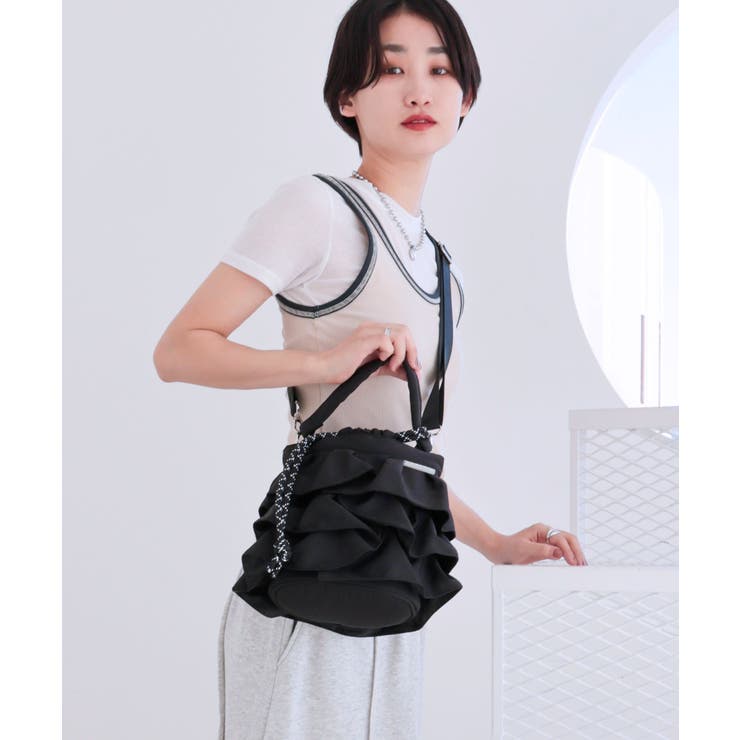 【2way/デイリー/オールシーズン】2wayフリル巾着バッグ | TRYSIL | 詳細画像6 