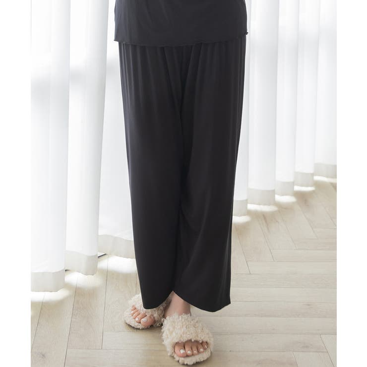 ブラック | 《ラクシアスリープ》ナイトブラキャミお揃いロングパンツ | tu-hacci 